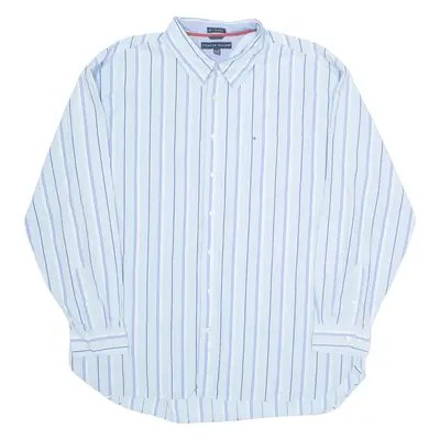 TOMMY HILFIGER Mens Shirt Blue Striped Long Sleeve 2XL
