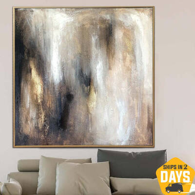 Original Grey Painting on Canvas Large Grey Silver Colors Wall Art Artwork Modern Oil Painting for Bedroom Wall Decor | DREAM...