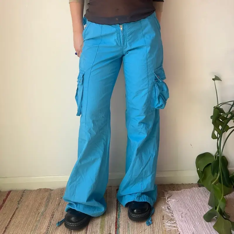 Unbranded Cargo Parachute Trousers - Small Blue Cotton