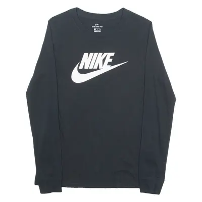 NIKE Mens T-Shirt Black Long Sleeve Crew Neck S