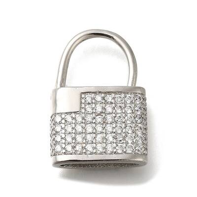 Rack Plating Brass Micro Pave Clear Cubic Zirconia Clasps