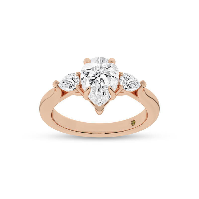 Bruges Three Stone Pear Shape Lab Grown Diamond Engagement Ring | 14K Rose Gold 4 3/4 CT. TW.