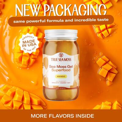 TrueSeaMoss Mango Irish Sea Moss Gel – Rich in Minerals & Vitamins – supports Immune, improves digestion, boost energy,