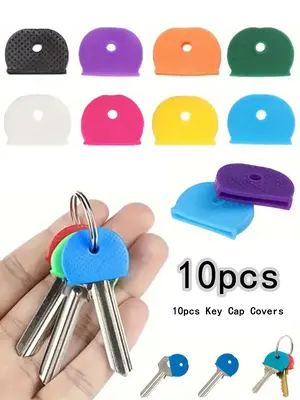 Random Color Key Cap Covers, 10pcs/set Silicone Key Cap Covers for Keychain, Versatile Accessories for Door Key & Car Keys fo...