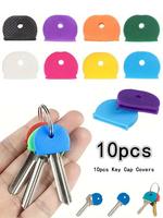 Random Color Key Cap Covers, 10pcs/set Silicone Key Cap Covers for Keychain, Versatile Accessories for Door  & Car Keys for D...