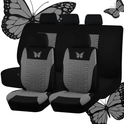 Butterfly Pattern Car Seat Cover, 1 Set Universal Seat Protector for Five Seats, Car Interior Decoration Accessories for Wome...