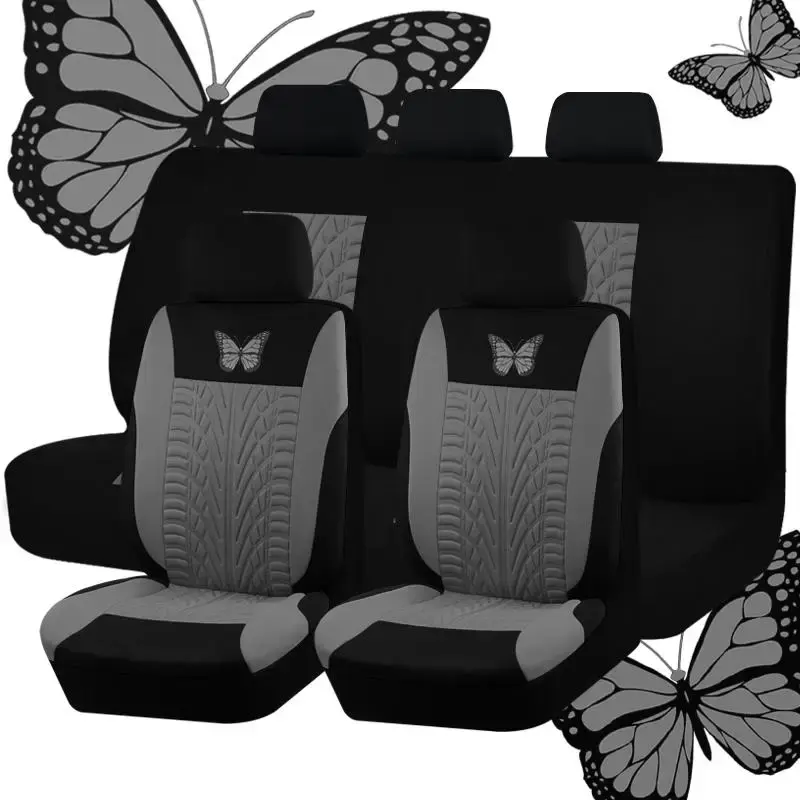 Butterfly Pattern Car Seat Cover, 1 Set Universal Seat Protector for Five Seats, Car Interior Decoration Accessories for Wome...