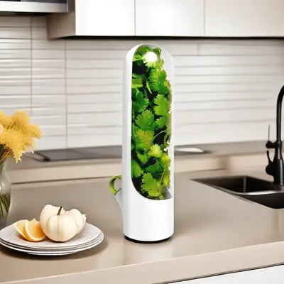 【Clearance】 Herb Saver for Refrigerator, 1 Count Cilantro Mint Parsley Fresh Keeping Storage Box with Lid, Vegetables Pr...