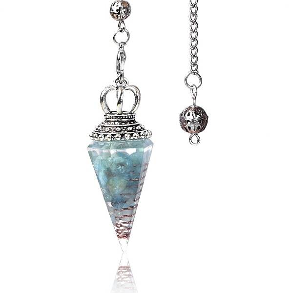 Natural Aquamarine Chip & Resin Dowsing Pendulum Big Pendants