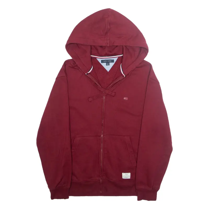 TOMMY HILFIGER Mens Red Hoodie Full Zip M