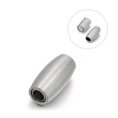 Tarnish Resistant Matte 304 Stainless Steel Barrel Magnetic Clasps with Glue-in Ends
