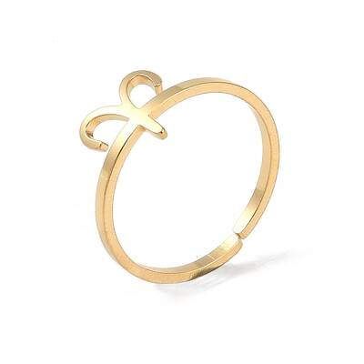 Real 18K Gold Plated 304 Stainless Steel Adjustable Finger Ring