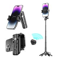 Selfie Stick Tripod, Extendable Grip Phone Tripod with Detachable Remote, 3-in-1 Mini Smartphone Grip, Photography Tool for C...
