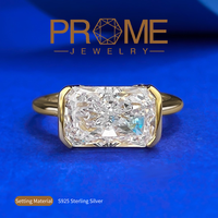 (SR050) S925 Sterling Silver Radiant Rectangle Rings (4ct) Ice Flower Radiance 5A Cubic Zirconia Engagement Rings  Stylish an...