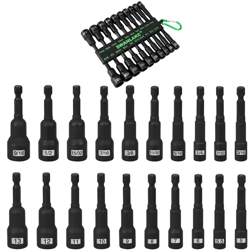 Magnetic Nut Driver Set, 20-Piece Metric & SAE 1/4\