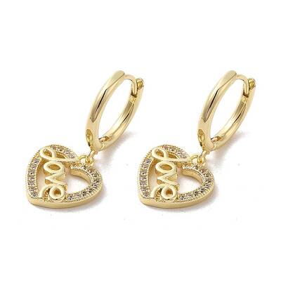 Rack Plating Brass Micro Pave Cubic Zirconia Dangle Hoop Earrings