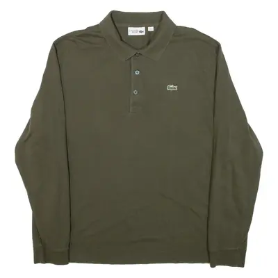 LACOSTE Mens Polo Shirt Green Long Sleeve XL