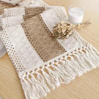 Tassel Decor Striped Table Runner, 1 Count Halloween Decor Boho Style Table Runner, Kitchen Accessories, Easter Gifts, Househ...