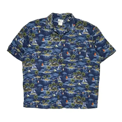 Disney Hawaiian Shirt - Large Blue Viscose