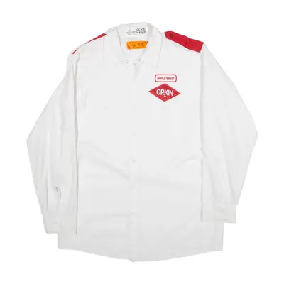 RED KAP Worker Shirt White Long Sleeve Mens L