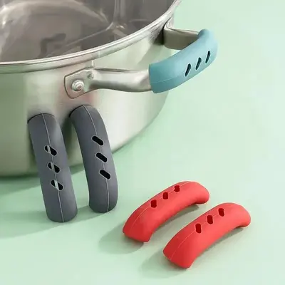 4pcs Silicone Pot Handle Anti-scalding Cover, Multi-functional Universal Heat Insulation Pot Ear Shell, Kitchen Gadgets Suppl...