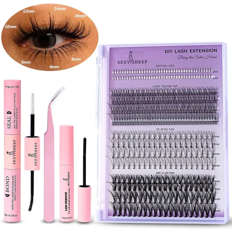 Mixed Styles Individual Eyelash Clusters False Eyelashes, 1 Set Including 400pcs/box Natural Curl Eyelashes & Glue & Remover ...