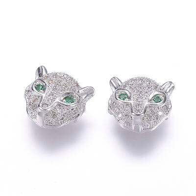 Brass Micro Pave Cubic Zirconia Beads