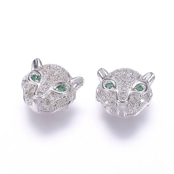 Brass Micro Pave Cubic Zirconia Beads
