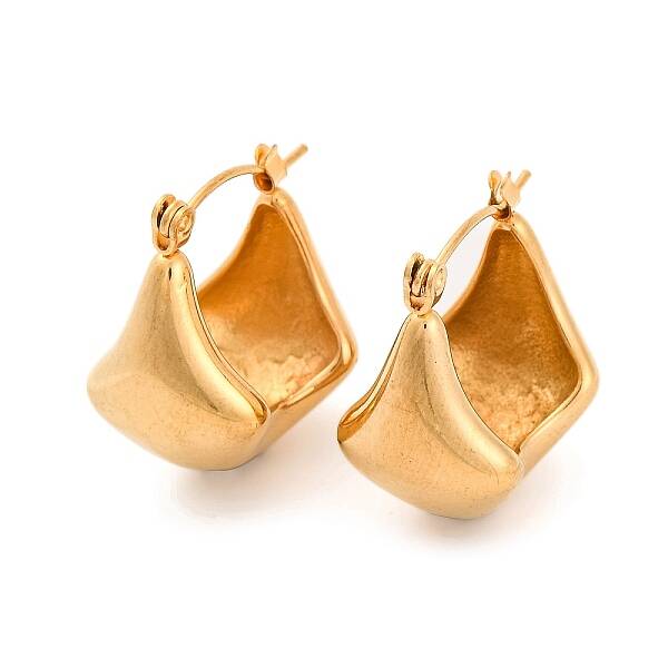 304 Stainless Steel Geometric Basket Bag Design Hoop Earrings for Women