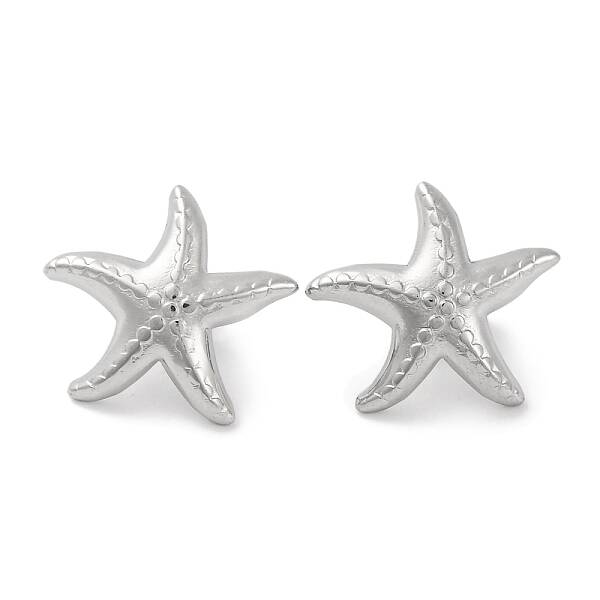 304 Stainless Steel Starfish Stud Earrings