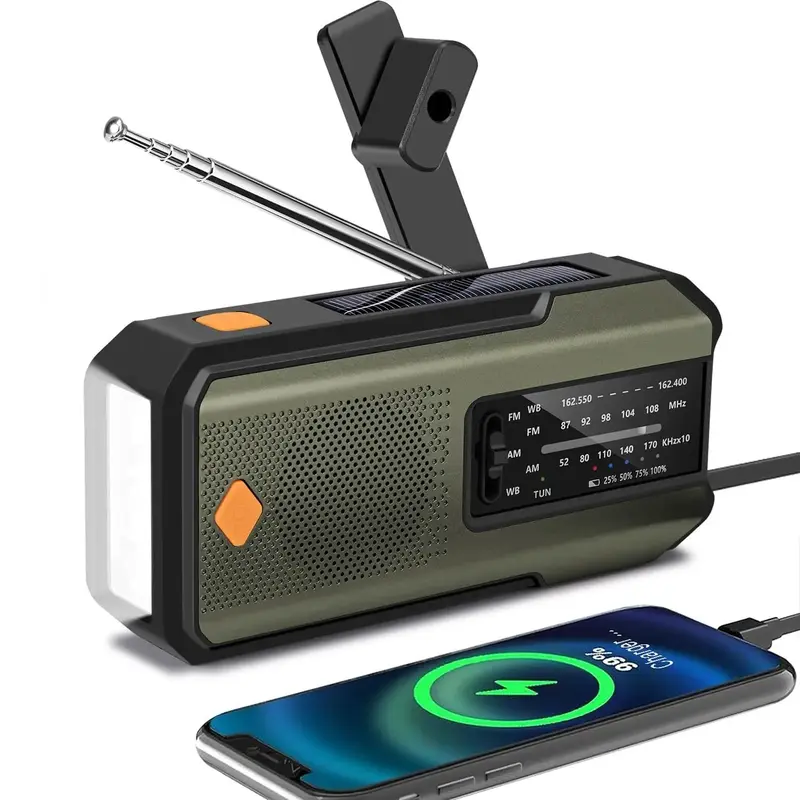 Emergency Hand Crank Radio, AM/FM/NOAA Portable Weather Radio with Phone Charger, Solar Powered USB Charged Radio for Indoor ...