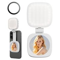 Portable Magnetic Selfie Light, Compatible With MagSafe iPhone，Phone Light With a Mirror, Adjustable For Phone Holder, 4 Li...