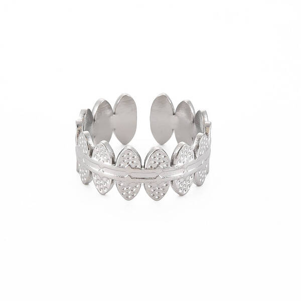Non-Tarnish 304 Stainless Steel Oval Wrap Open Cuff Ring for Women
