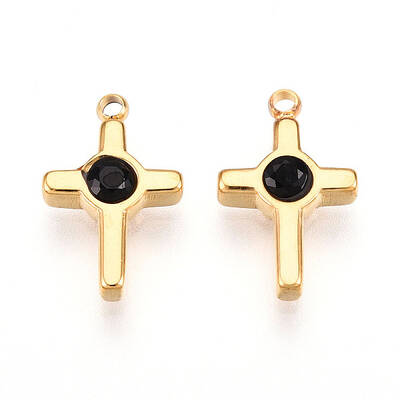 Ion Plating(IP) 304 Stainless Steel Micro Pave Cubic Zirconia Charms