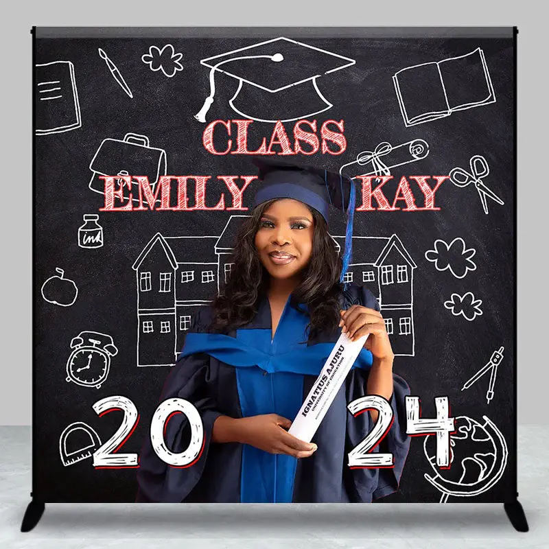 Custom Photo Blackboard Graduation 2024 Backdrop - Aperturee