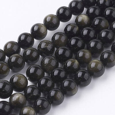 Natural Golden Sheen Obsidian Beads Strands