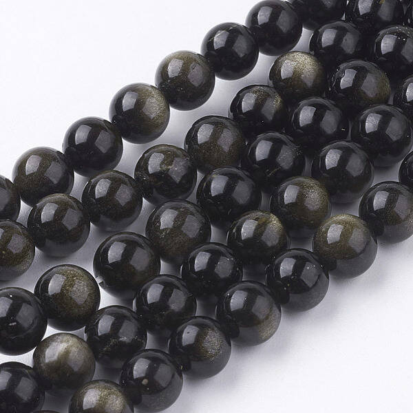 Natural Golden Sheen Obsidian Beads Strands