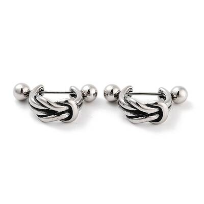 Knot 316 Surgical Stainless Steel Shield Barbell Hoop Earrings