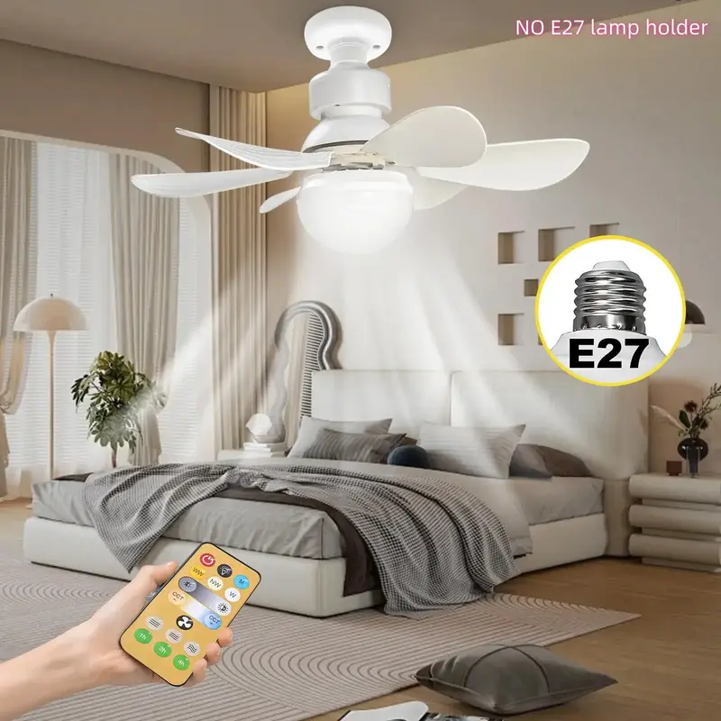Ceiling Fan with Remote Control, Modern LED Ceiling Fan with Dimmable LED Light, LED Ceiling Fan Light for Home Living Room B...