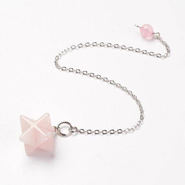 Chakra Natural Rose Quartz Dowsing Pendulums