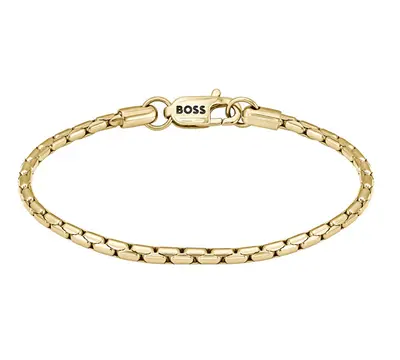 Hugo Boss Elegante Bracciale Placcato Oro Per Uomo Evan 1580606 - Lunghezza: 19 Cm