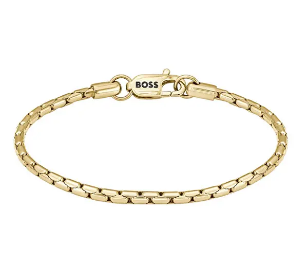 Hugo Boss Elegante Bracciale Placcato Oro Per Uomo Evan 1580606 - Lunghezza: 19 Cm