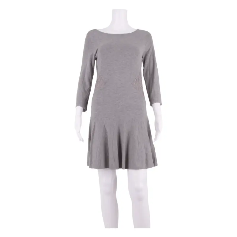 COAST Womens A-Line Dress Grey Long Sleeve Knee Length UK 8