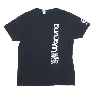 GILDAN Warung Mens T-Shirt Black Crew Neck L