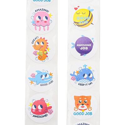 8 Styles Self-Adhesive Paper Cartoon Reward Stickers