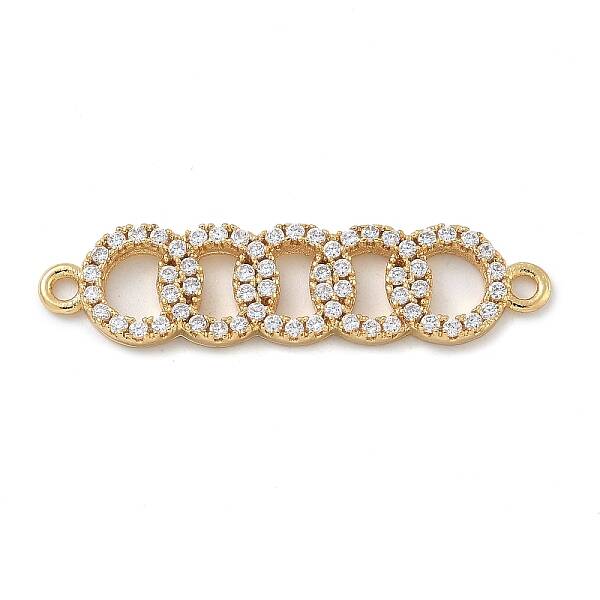 Rack Plating Brass Micro Pave Clear Cubic Zirconia 5 Rings Connector Charms