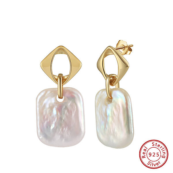 925 Sterling Silver Rhombus Stud Earrings