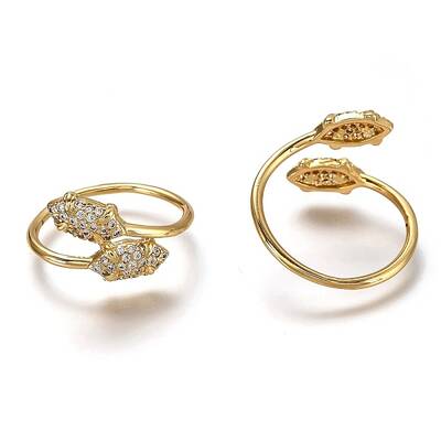 Brass Micro Pave Clear Cubic Zirconia Cuff Rings