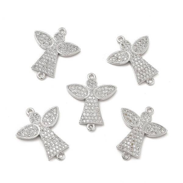 Brass Micro Pave Clear Cubic Zirconia Connector Charms