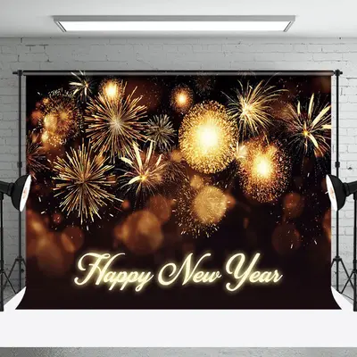 Aperturee Happy New Year Shiny Golden Carnival Night Backdrop - Aperturee